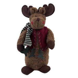 Brown Moose Plush Christmas Shelf Sitter Decor Scarf Tree Garland
